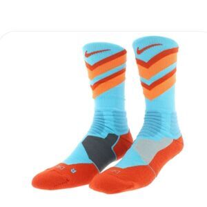Nike Elite Multicolor Crew Socks Medium Hyper Orange Teal Tall Mens Unisex Gym